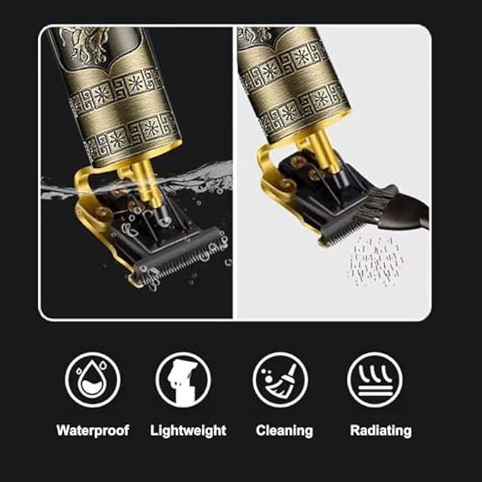 Professional Hair Clipper - Rechargeable Cordless Hair Clipper - Shipped with Type C Cable (Gold - Dragon) - Image 4